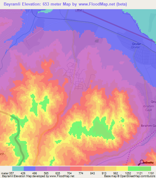 Bayramli,Azerbaijan Elevation Map