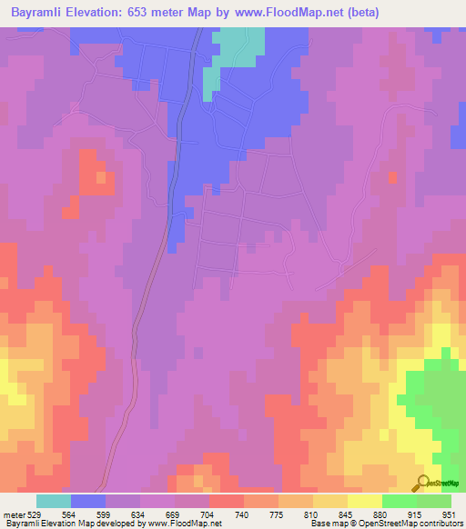 Bayramli,Azerbaijan Elevation Map