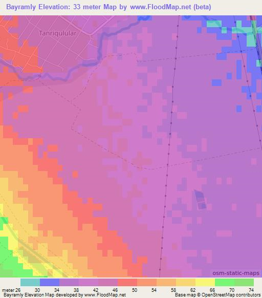 Bayramly,Azerbaijan Elevation Map