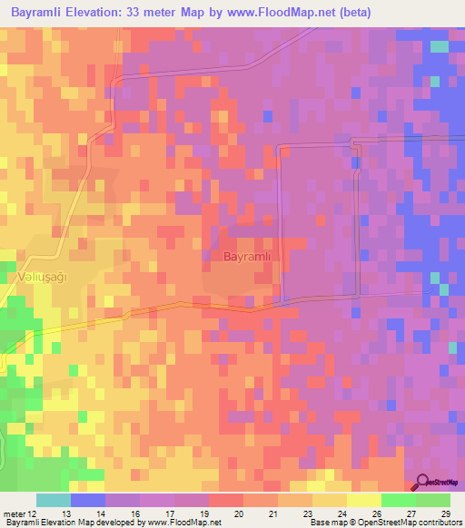 Bayramli,Azerbaijan Elevation Map