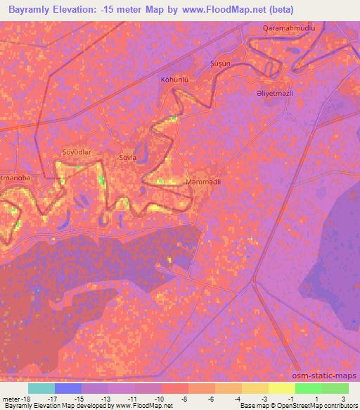 Bayramly,Azerbaijan Elevation Map