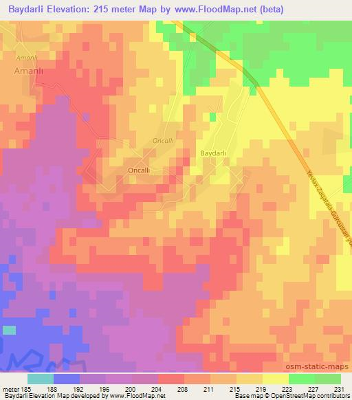 Baydarli,Azerbaijan Elevation Map