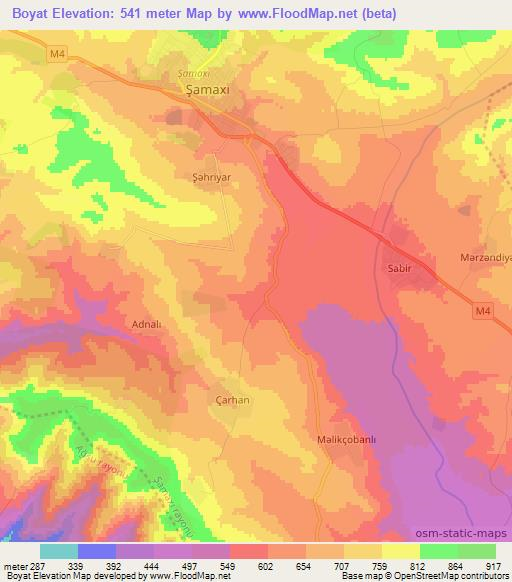Boyat,Azerbaijan Elevation Map
