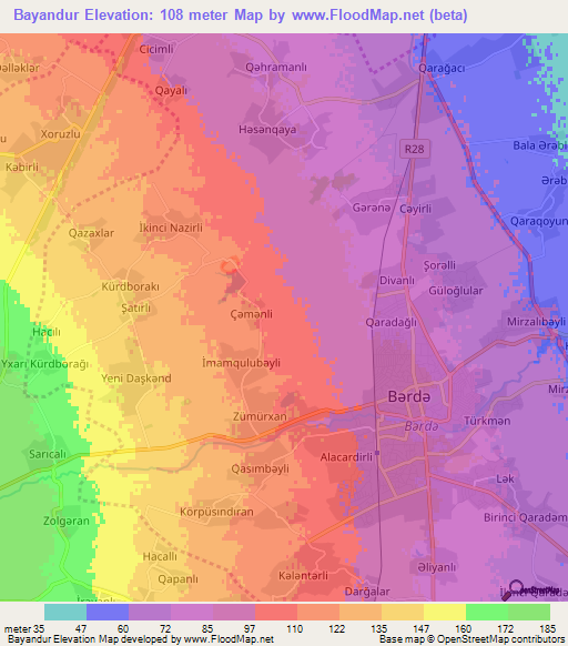 Bayandur,Azerbaijan Elevation Map