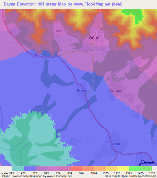 Bayan,Azerbaijan Elevation Map