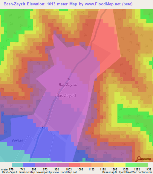Bash-Zeyzit,Azerbaijan Elevation Map