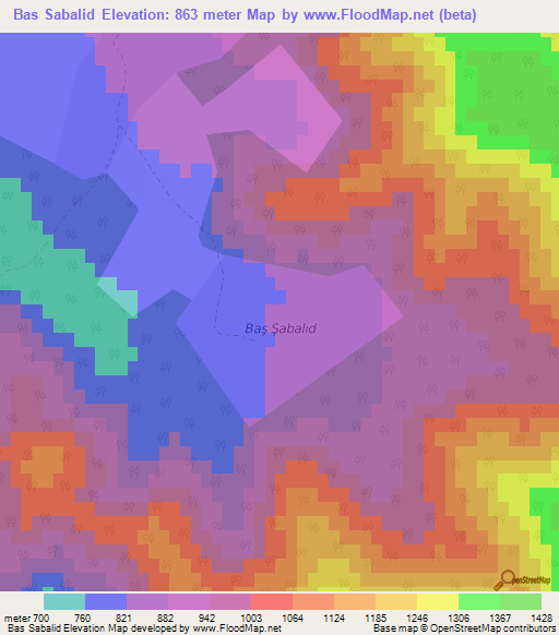 Bas Sabalid,Azerbaijan Elevation Map