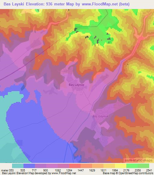 Bas Layski,Azerbaijan Elevation Map