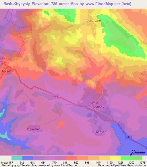 Bash-Khynysly,Azerbaijan Elevation Map