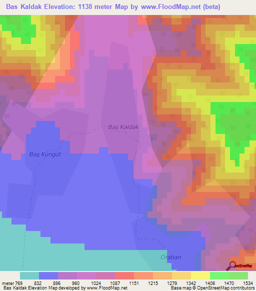 Bas Kaldak,Azerbaijan Elevation Map