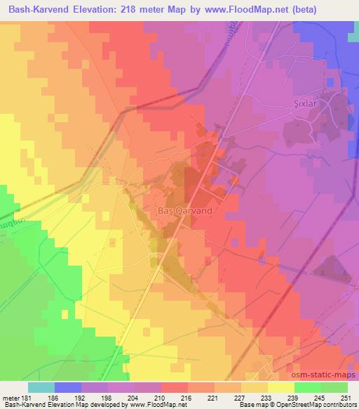 Bash-Karvend,Azerbaijan Elevation Map