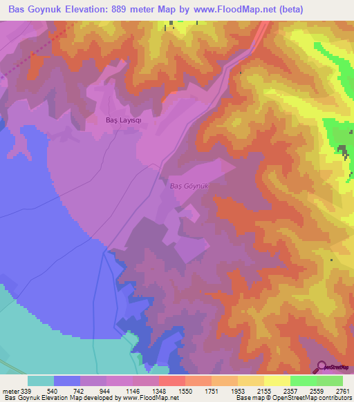 Bas Goynuk,Azerbaijan Elevation Map