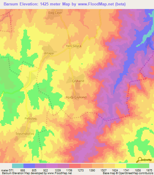 Barsum,Azerbaijan Elevation Map