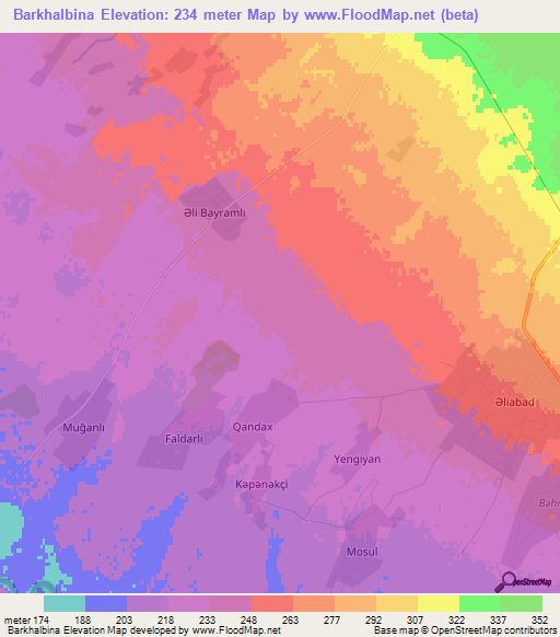 Barkhalbina,Azerbaijan Elevation Map