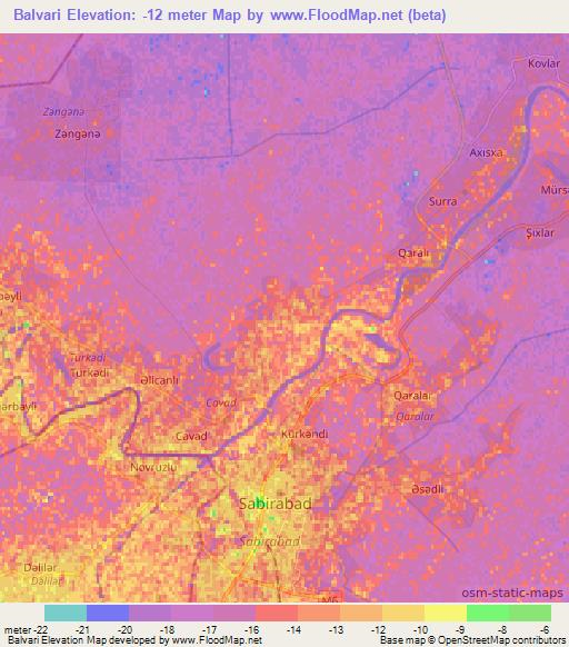 Balvari,Azerbaijan Elevation Map