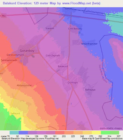 Balakurd,Azerbaijan Elevation Map