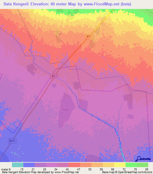 Bala Kengerli,Azerbaijan Elevation Map
