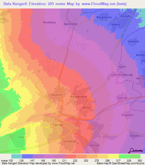 Bala Kengerli,Azerbaijan Elevation Map
