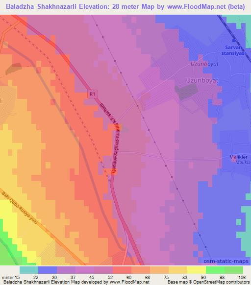 Baladzha Shakhnazarli,Azerbaijan Elevation Map