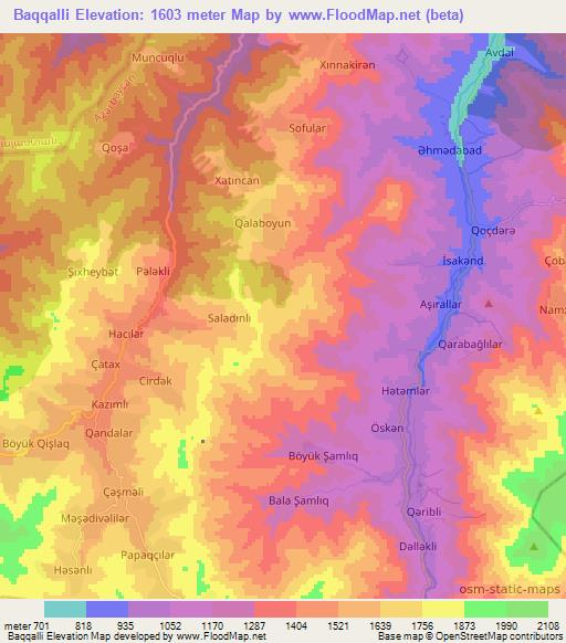 Baqqalli,Azerbaijan Elevation Map