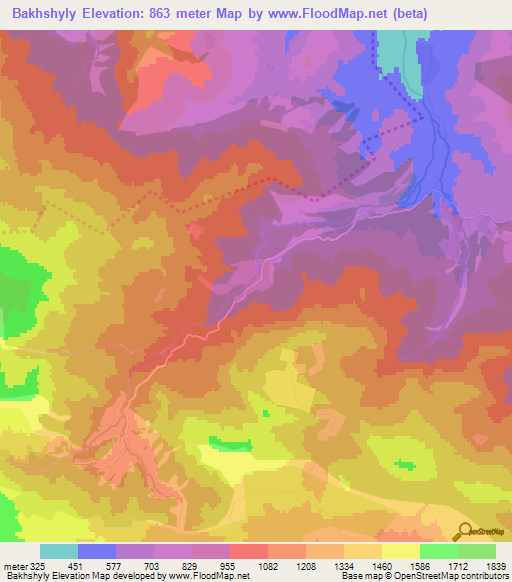 Bakhshyly,Azerbaijan Elevation Map