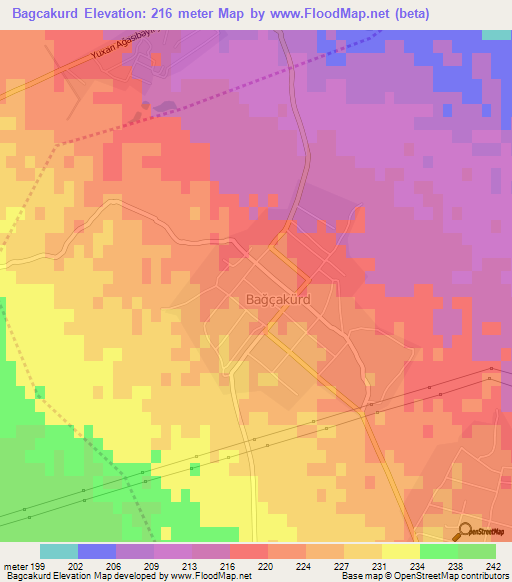 Bagcakurd,Azerbaijan Elevation Map