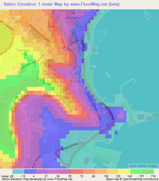 Bailov,Azerbaijan Elevation Map