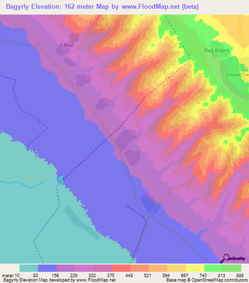 Bagyrly,Azerbaijan Elevation Map