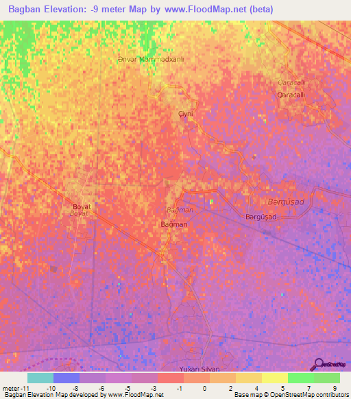 Bagban,Azerbaijan Elevation Map