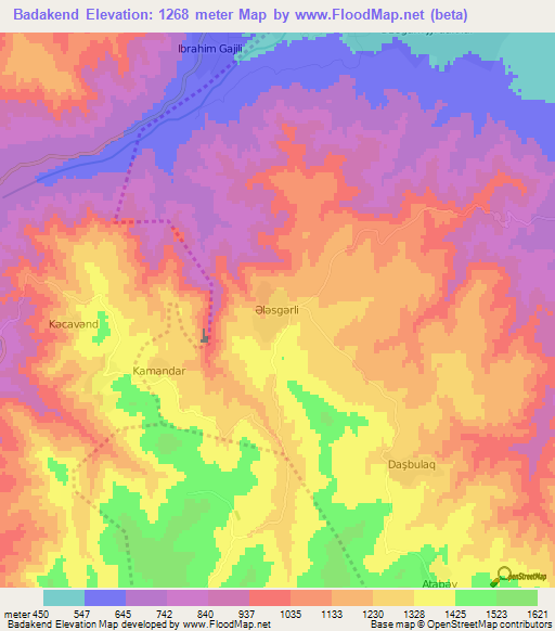 Badakend,Azerbaijan Elevation Map