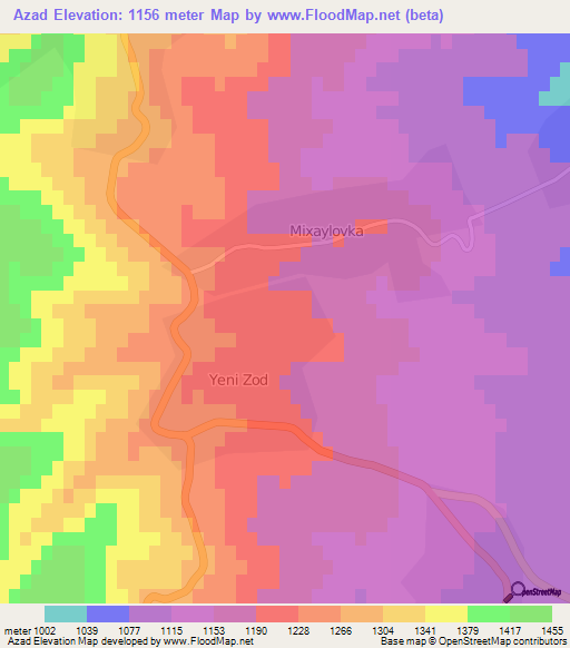 Azad,Azerbaijan Elevation Map