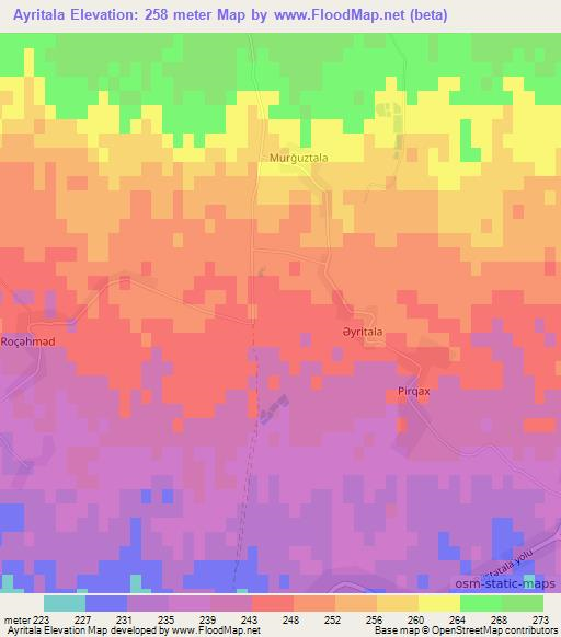 Ayritala,Azerbaijan Elevation Map