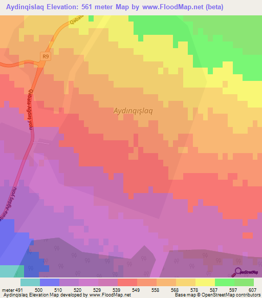 Aydinqislaq,Azerbaijan Elevation Map