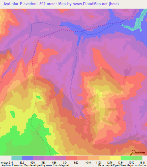 Aydinlar,Azerbaijan Elevation Map