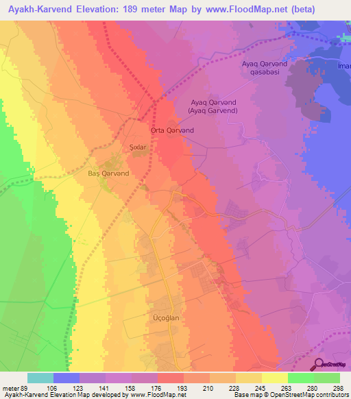 Ayakh-Karvend,Azerbaijan Elevation Map