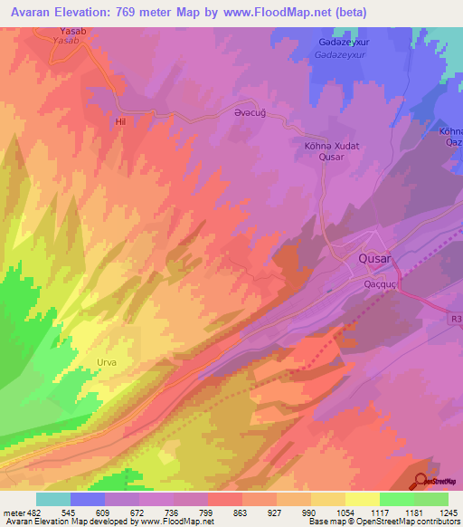 Avaran,Azerbaijan Elevation Map