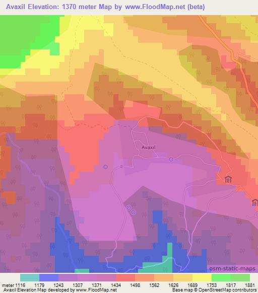 Avaxil,Azerbaijan Elevation Map