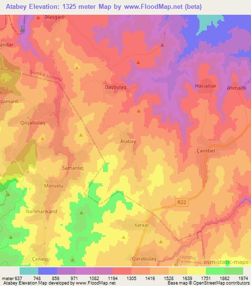 Atabey,Azerbaijan Elevation Map