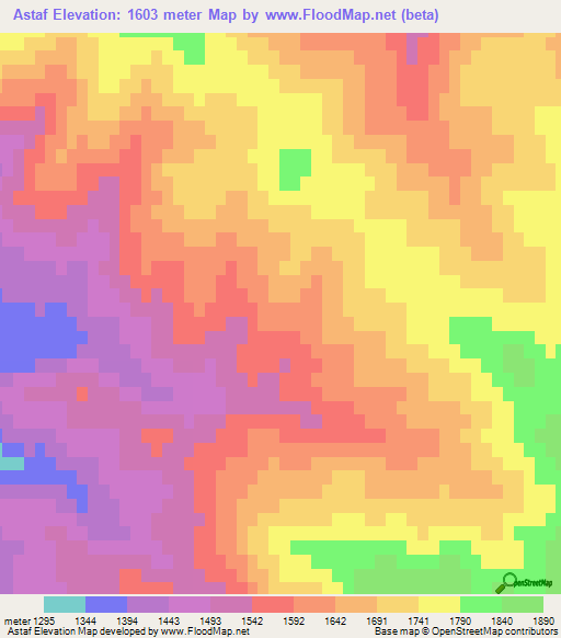 Astaf,Azerbaijan Elevation Map