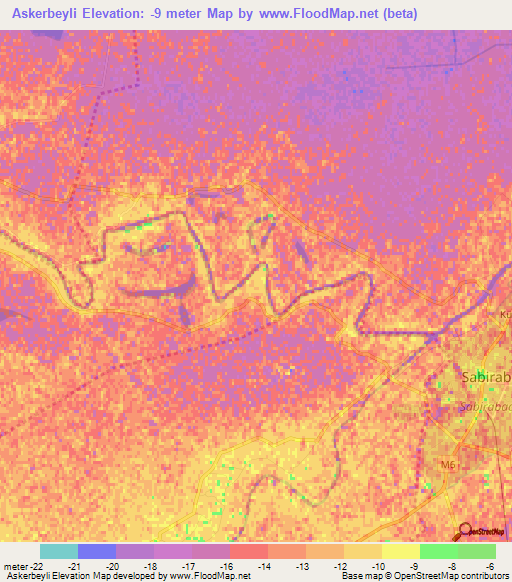 Askerbeyli,Azerbaijan Elevation Map