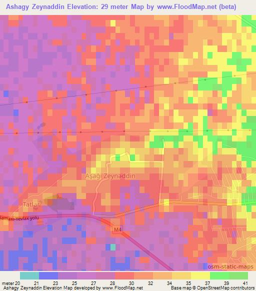 Ashagy Zeynaddin,Azerbaijan Elevation Map