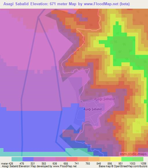 Asagi Sabalid,Azerbaijan Elevation Map