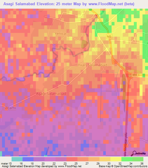 Asagi Salamabad,Azerbaijan Elevation Map