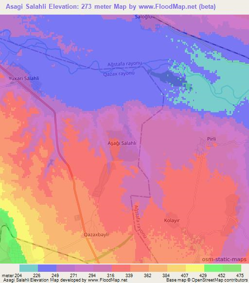 Asagi Salahli,Azerbaijan Elevation Map