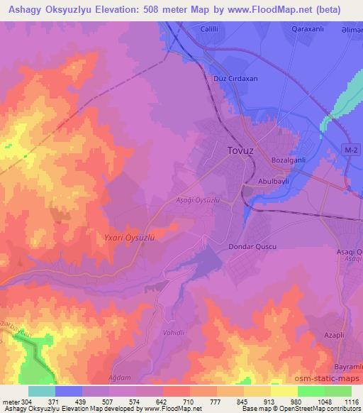 Ashagy Oksyuzlyu,Azerbaijan Elevation Map