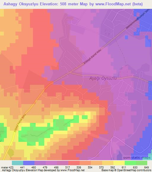 Ashagy Oksyuzlyu,Azerbaijan Elevation Map
