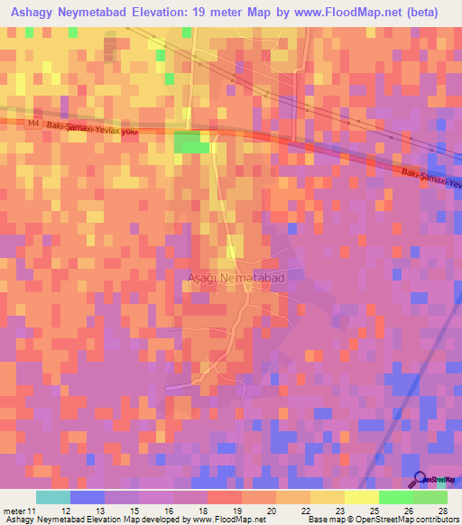 Ashagy Neymetabad,Azerbaijan Elevation Map