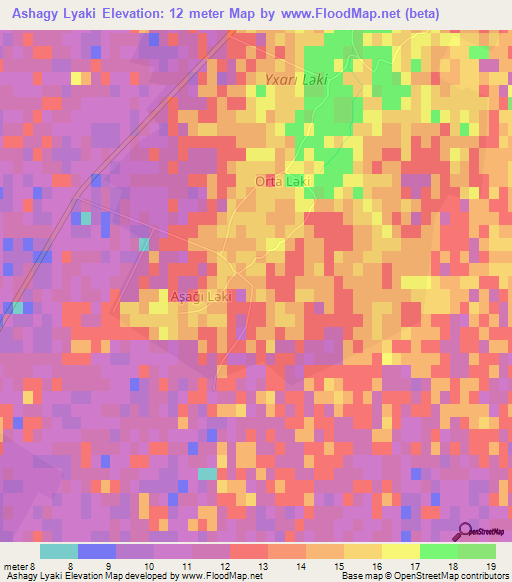 Ashagy Lyaki,Azerbaijan Elevation Map