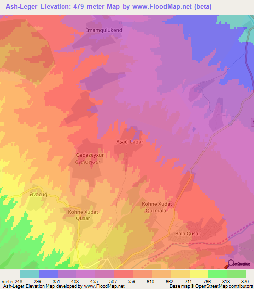 Ash-Leger,Azerbaijan Elevation Map