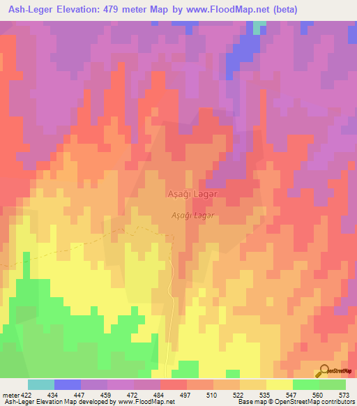 Ash-Leger,Azerbaijan Elevation Map